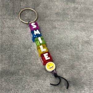 Colorful ‘SMILE’ Keychain with Emoji Bead